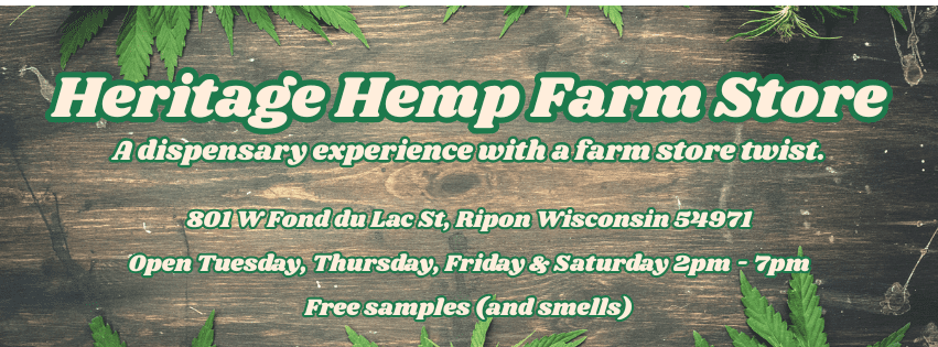 Heritage Hemp Farm Store Hours of Operation.