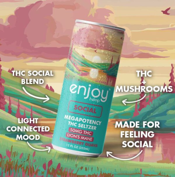 50mg thc + lion’s mane social seltzer