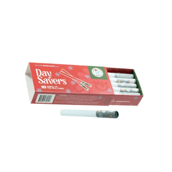 daysavers half gram 1 1/4 christmas edition ultra refined white artisan pre rolled tubes [10 pack]